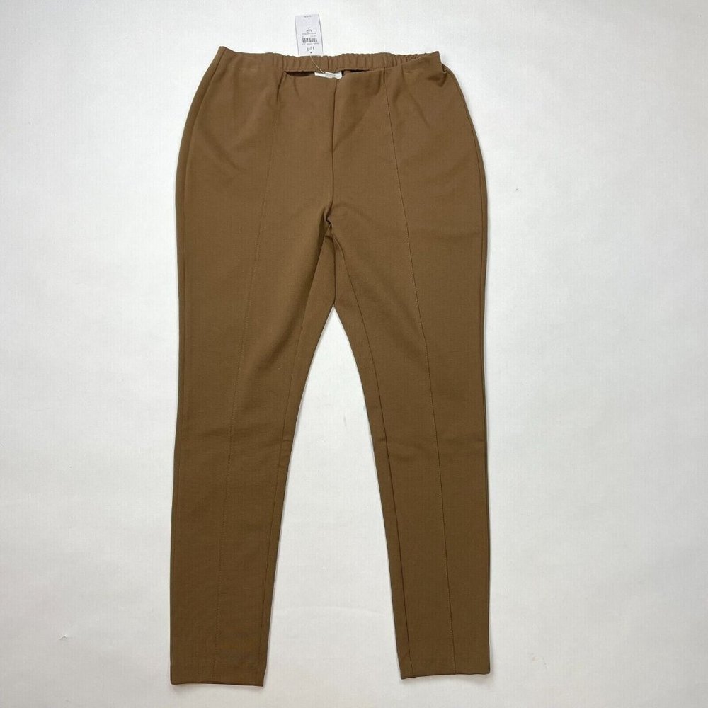 J Jill Ponte Leggings Stretch Flat Front Elastic waist Brown Women MP NWT $69